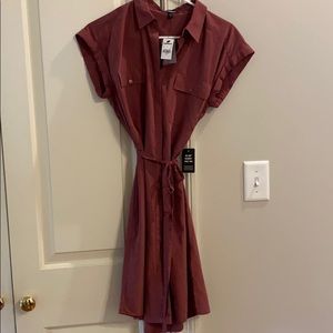 Express burgundy shirt dress